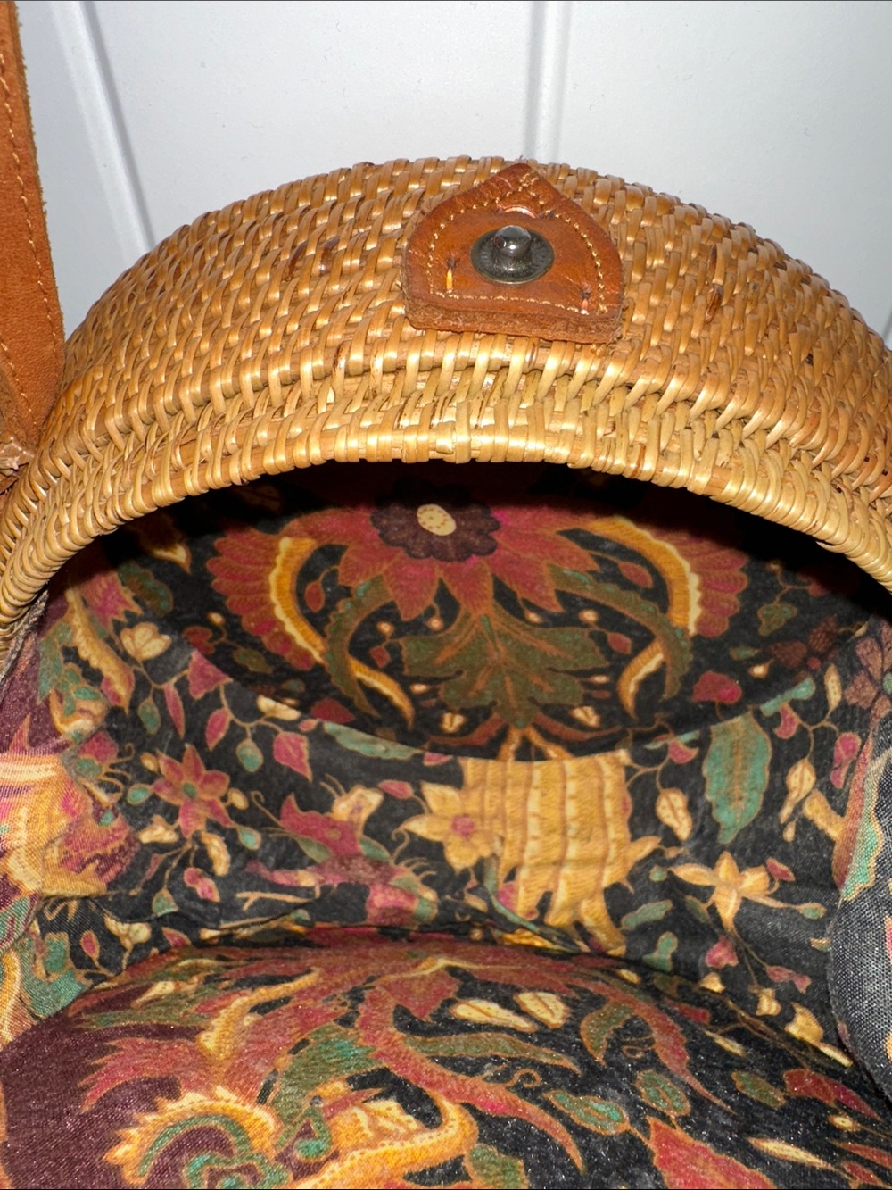 Round Woven Crossbody Bag in Brown - Picture 5 of 8